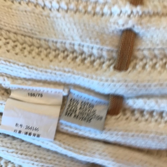 Jessica by Christopher L Open Front Cardigan Knit Sweater Cream and Tan Button - Picture 3 of 8